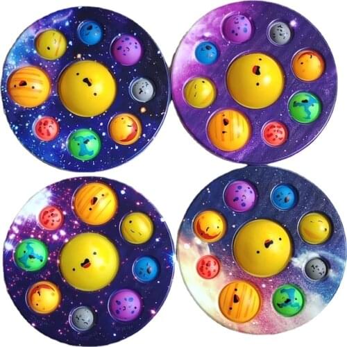 Eight Planets Simple Dimple Pop Fidget Sensory Toy keychain Stress Relief Antistress Board Autism Anxiety Fidget Toy For Kids