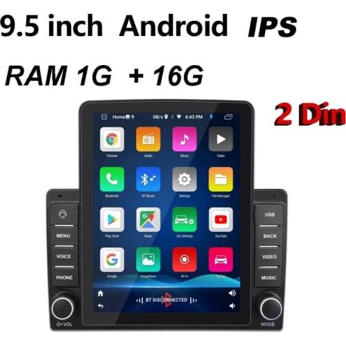 High quality 9.5 inch Vertical Touch Screen IPS Screen 1G+16G Car Universal Android Stereo Mp5 2Din Android Car GPS Radio