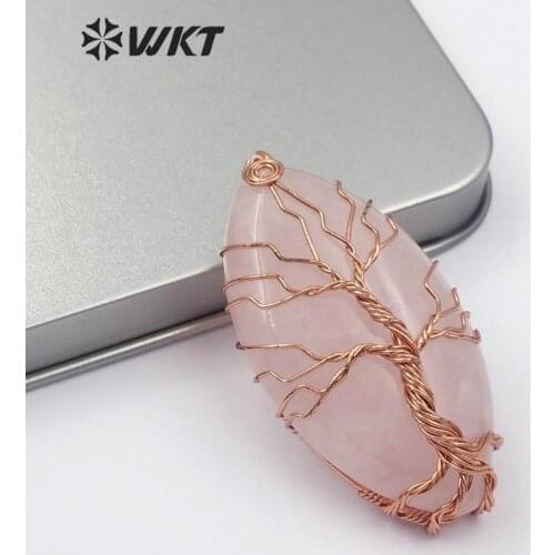 WT-P1460 wholesale water droplets shape with copper Pendant natural pink purple stone Pendant women charm Jewel Connector