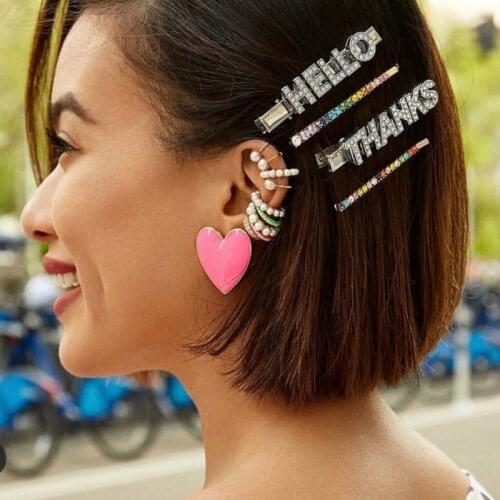 Crystal Word Letter Hair Clips Rhinestone Name Hair Pins Bobby Pins Barrettes Hair Grip Hair Styling Wedding Accessories Jewelry