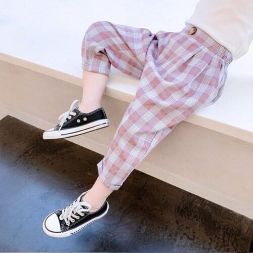 Toddler Girl Pants Plaid Pattern Girl Pant Casual Style Kids Pants Spring Autumn Child Girl Clothes