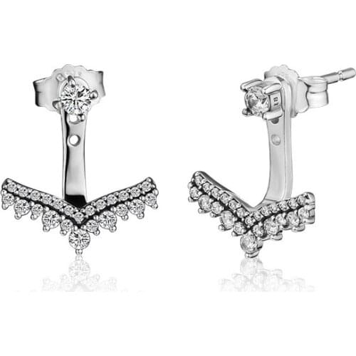 Earring Princess Wish Stud Earrings Sterling-Silver-Jewelry 100% for Women Brincos Oorbellen Pendientes