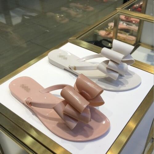Melissa Three Bowtie Women Jelly Shoes Flip Flop 2020 New Women Flat Slippers Jelly Sandals Melissa Brazilian Female Jelly Shoes