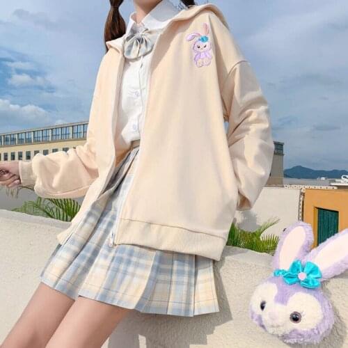 Harajuku Oversized Anime Zip Up Hoodies Women Y2k Plus Size Kawaii Rabbit Clothes Korean Fashion Long Sleeve Pullovers Tops
