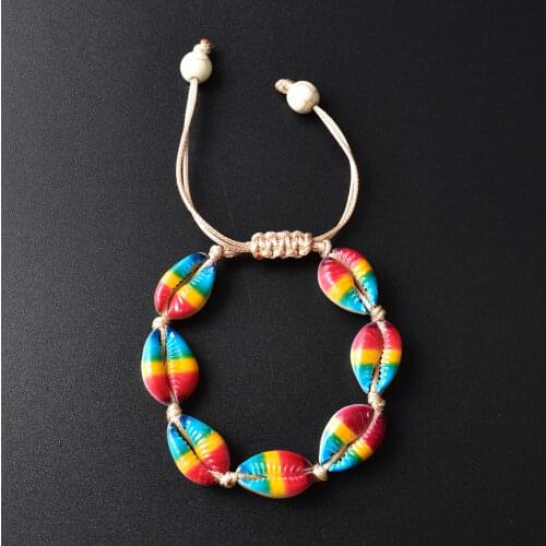 Bohemian Rainbow Sea Shell Bracelet Beach Accessories Women Bracelet Gothic Summer Jewelry Wholesale Wristbands