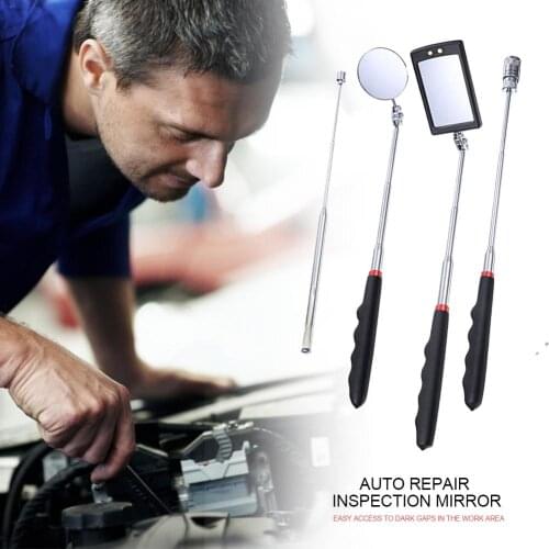 4pcs Car Mechanical Repair Tools Magnet Attractor Adjustable Angle View Automotive Telescopic Detection Mirrors Set
