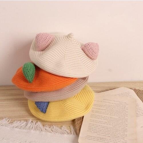 2-5T Girls Children Applique Kids Hats Classic Style Baby Fashion Cap Toddler Girl Autumn Berets Hat
