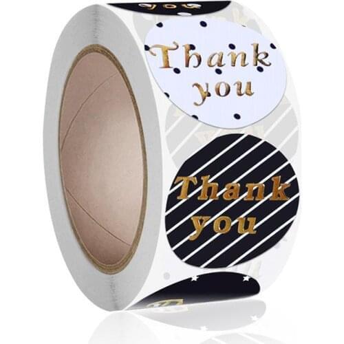 Black&White Thank You Stickers for Parties 500pcs 1''Wedding Sticker Seal Labels Stationery Sticker Baking Gift Bag Decorative