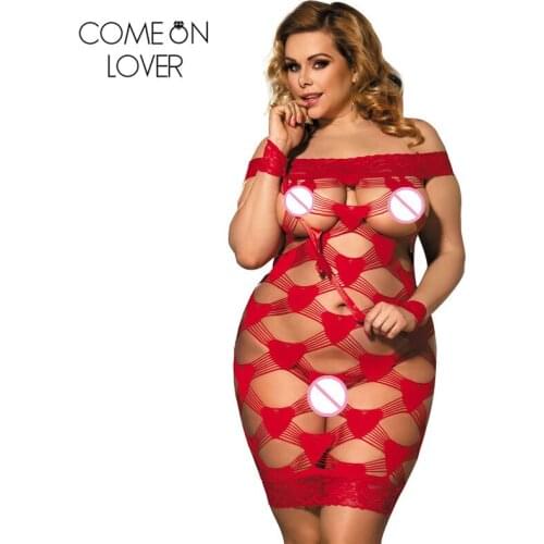 Comeonlover Hollow out slash neck red babydoll dress with handcuffs hot women sexy nightdress lace mini porno sex women RE70171