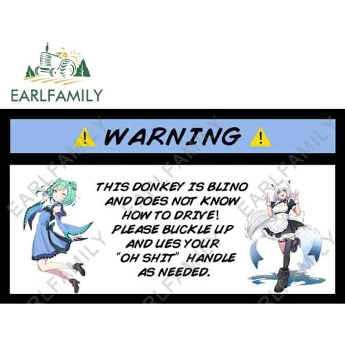 EARLFAMILY 13cm x 7.4cm for Hololive Shirakami Fubuki Rushia Drawing Car Accessoires Stickers Warning Decals Sunscreen Decor