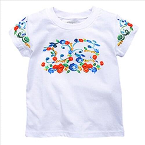 Baby Girls T-shirt summer Fashion Retro Tops childrens clothing baby girls short sleeve T shirt kids O-neck cotton baby clothes