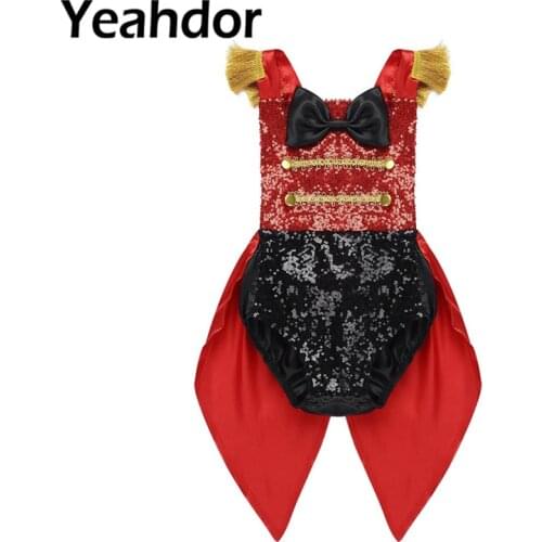 Infant Baby Girls Ringmaster Circus Cosplay Costume Sleeveless Sequined Bowknot Romper for Halloween Party Dress Up 6 Months-4