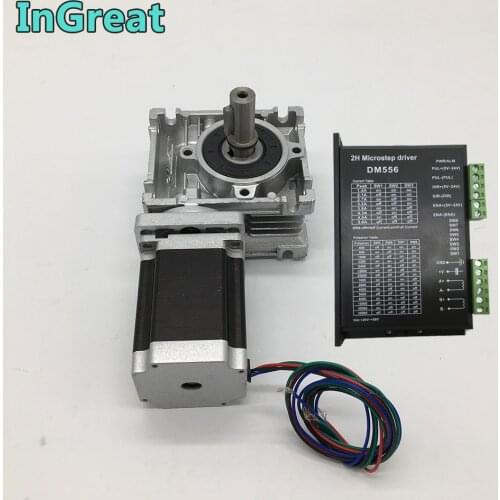 Ratio 20:1 Turbine Worm Gearbox RV030 Speed Reducer with Nema23 2.2Nm Stepper Motor 84MM &5.6 A DM556 Driver Kit