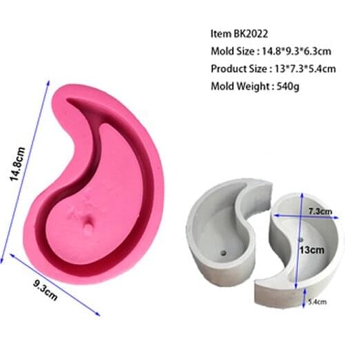 Creative Tai Chi Shape Silicone mold DIY Succulent Plants Flower Pot Vase Mould DIY Clay Cement Silicone Mold