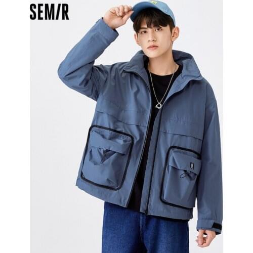 SEMIR Jacket Men Tooling Pocket 2021 Fall New Loose Trend Fashion Windproof Coat Casual MenS Stand-Up Collar Jacket