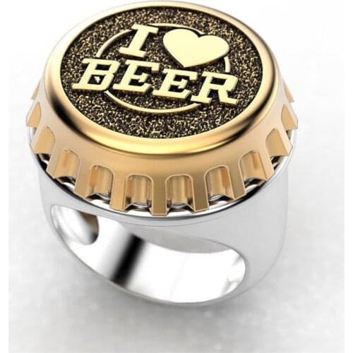 LETAPI 2021 New Design Punk Vintage Gold Silver Color Bottle Cap Shaped Male Ring Cool Man Heart Ring Dropshipping