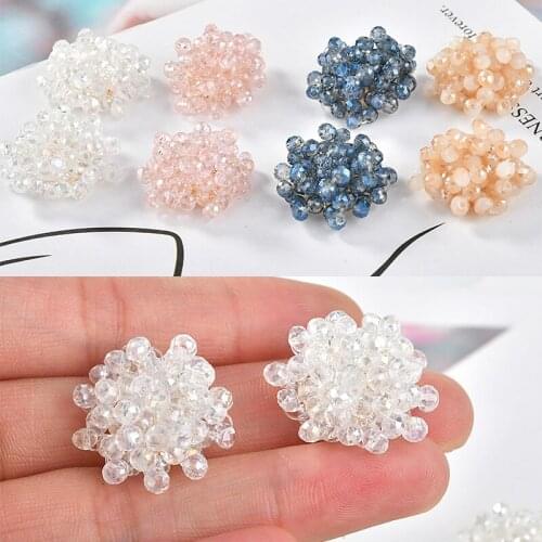 Min order 10pcs/lot color glass handmade weaving alloy bottom flowers shape charms diy jewelry earring/garment accessory
