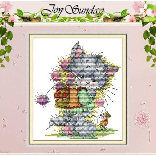 Cat and mouse animals patterns counted 11CT 14CT Cross Stitch Sets DIY Chinese Cross-stitch Kit Embroidery Needlework Home Decor