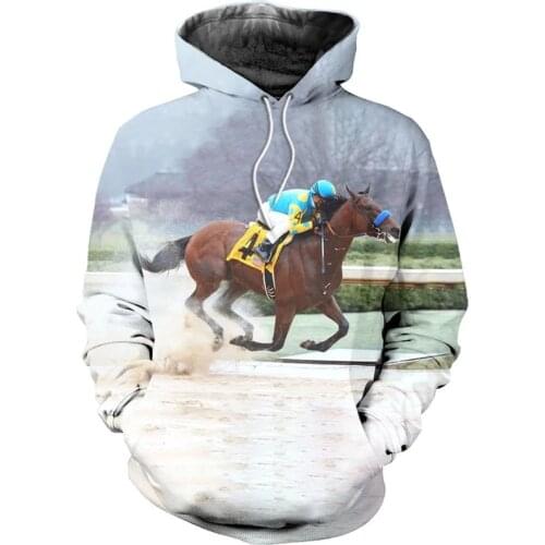 New animal champion medal horse racing mens / womens hip hop Harajuku Sweatshirt / casual zipper Hoodie / 3D printed Hoodie