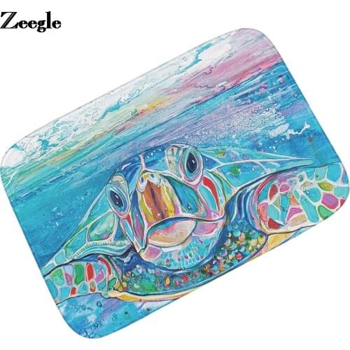 Painting Style Flannel Doormat Stain Resistant Outdoor Carpet Rug Anti-slip Floor Mat for Child Bedroom and Kitchen Carpet Rug