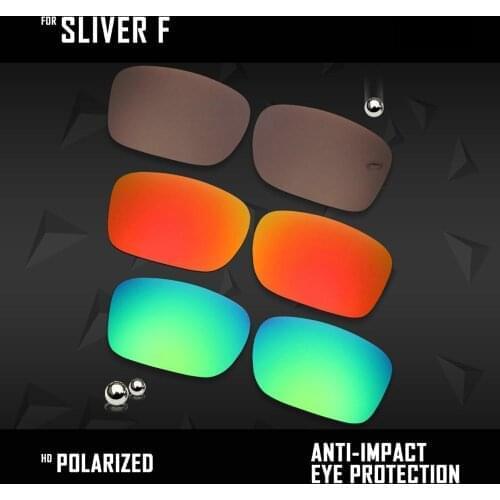 OOWLIT 3 Pairs Polarized Sunglasses Replacement Lenses for Oakley Sliver F OO9246-Brown & Fire Red & Emerald Green