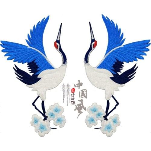 Red-crowned Crane Ironing Transfer Clothes Striped Bird Patch Sticker DIY Decal