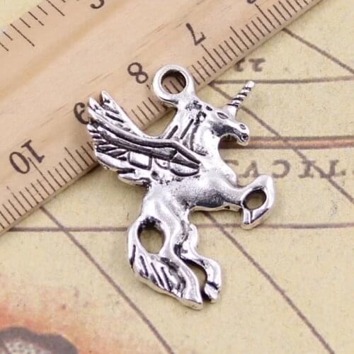 8pcs Charms Fly Horse Unicorn 37x29mm Antique Silver Pendants Making DIY Handmade Tibetan Silver Finding Jewelry For Bracelet