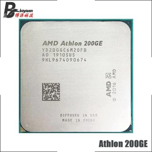 AMD Athlon 200GE X2 200GE 3.2 GHz Dual-Core Quad-Thread CPU Processor YD200GC6M2OFB / YD20GGC6M2OFB Socket AM4