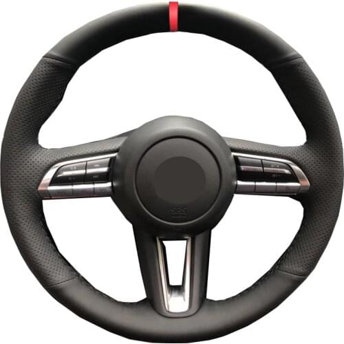 Hand Sewing Car Steering Wheel Cover Wrap Red Marker For Mazda CX-30 CX30 2020 2021 For Mazda 3 Axela 2019 2020 2021 MX-30 2020