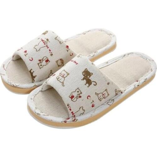 Women Home Slippers Indoor Floor Soft Couple Linen Slipper Spring Autumn Lightweight Unisex Bedroom Shoes Ladies Flax Flip Flops