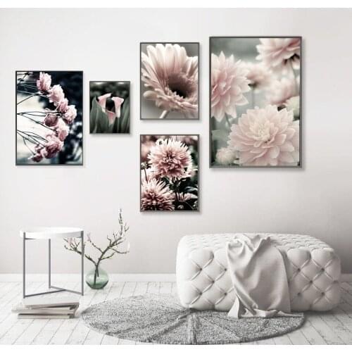 Modern Tulip Rose Flower Wall Print Art Canvas Paintings Floral Dahlia Peony Poster Pictures Living Room Bedroom Home Decorative