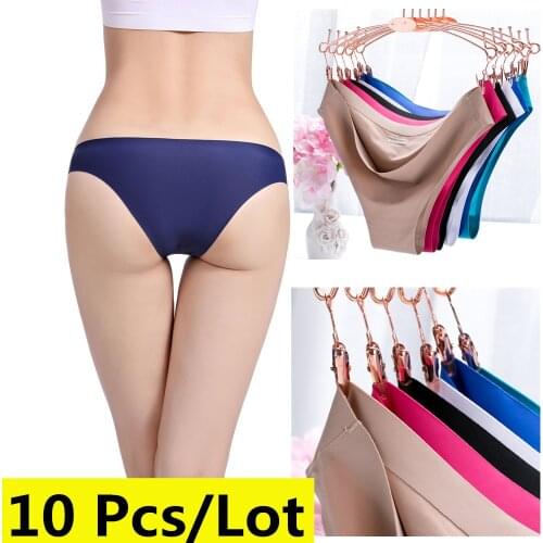 10Pcs/Lot Womens G-String Thong Low-Rise Panties String Underwear Seamless Ultrathin Sexy Women Briefs Plus Size Lingerie