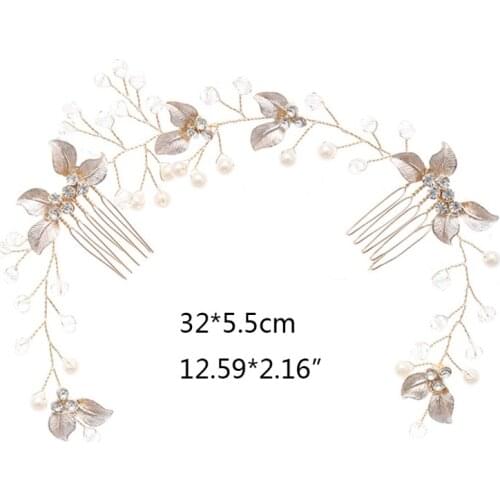 Bridal Hair Accessories Hand-twisted Flower Leaf Insert Comb Headdress Bridal Plate Hair Side Comb Accessories