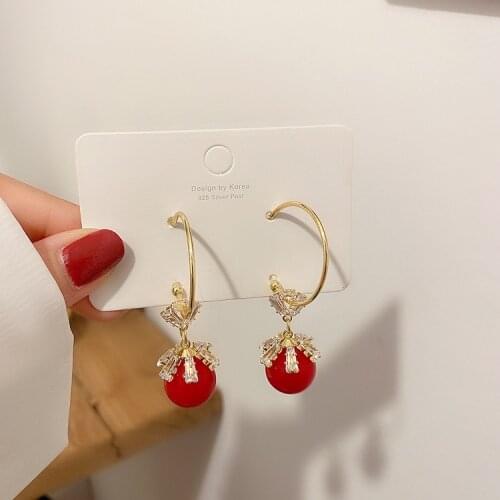 Temperament Earrings zircon snowflake Pearl Earrings Fashion Earrings ins net red Earrings