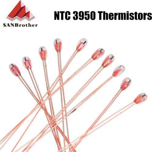 10Pcs100K ohm NTC 3950 Thermistors for 3D Printer Parts Reprap Mend Temperature Sensor Resistors 3D Printer Accessories