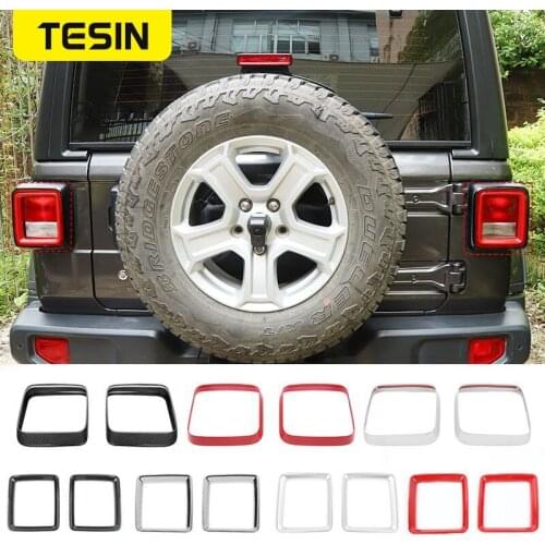 TESIN ABS Car Exterior Rear Tail Light Guard Decoration Circle Cover Stickers for Jeep Wrangler JL 2018+ Car Accessories Styling