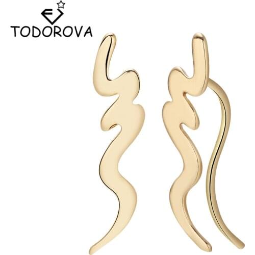 Todorova Curving W Shape Drop Earrings for Women Minimalist Jewelry Geometric Wave Earrings