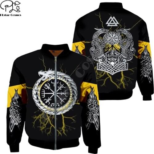 Viking Tattoo 3D Mens bomber jackets Hoodie Men Women New Fashion Zipper Hooded Long Sleeve Pullover style-8