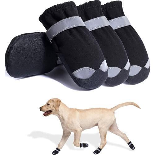Waterproof Pet Dog Shoes Reflective Dog Boots For Sports Mountain Wearable PVC Soles Shoes for Small Medium Large Dog Cat Pets