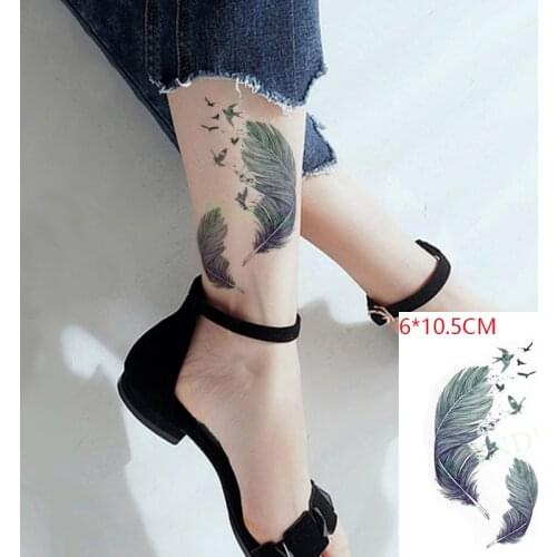 Waterproof Temporary Tattoo Sticker Bird Feather Sexy Small Size Body Art Flash Tattoo Fake Tattoo for Women Men