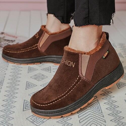 MCCKLE Womens Boots Winter Warm Short Plush Flat Shoes for Men Non Slip Ankle Snow Boot Ladies Comfort Slip On Shoe Plus Size