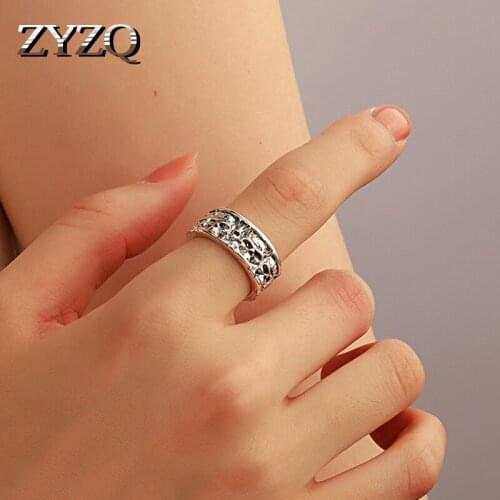 ZYZQ Retro Punk Skull Ring For Men Women Exaggerated Metal Antique Silver Color Finger Rings Anillo Hombre Bijoux