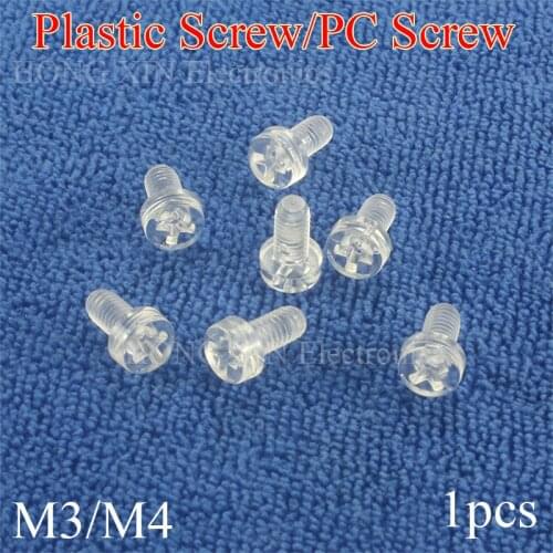 1pcs M3/M4 Transparent Acrylic Phillips Pan Head Machine Screw Insulation Screw PC Screw Cross Recessed Round Head Screws