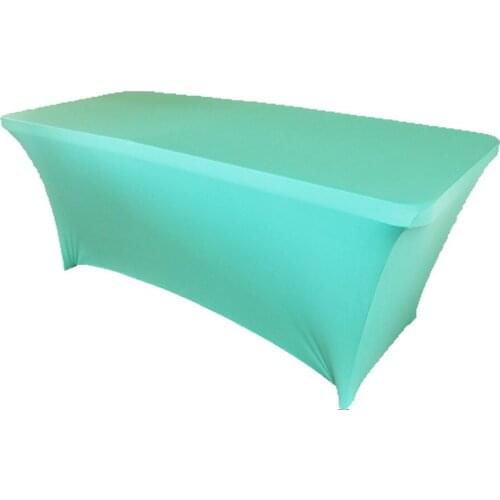 10Pcs Mint Green 8ft Square Strenth Spandex Table Covers Banquet Tablecloths For Wedding Party Banquet Decor Free Shipping
