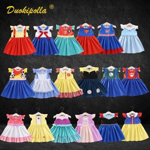 100% Cotton Summer Toddler Girl Princess Dress Child Halloween Masquerade Cosplay Costume Baby Christmas Gown 1st Birthday Dress