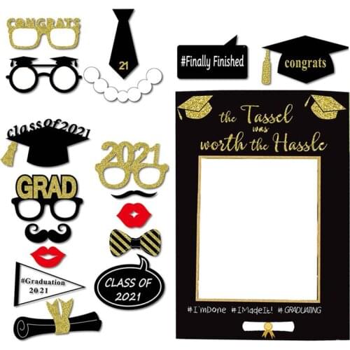 18pcs Graduation Frame Graduation Party Booth Props Creative Graduation Party Paper Photo Booth Frame Props Photography Supply