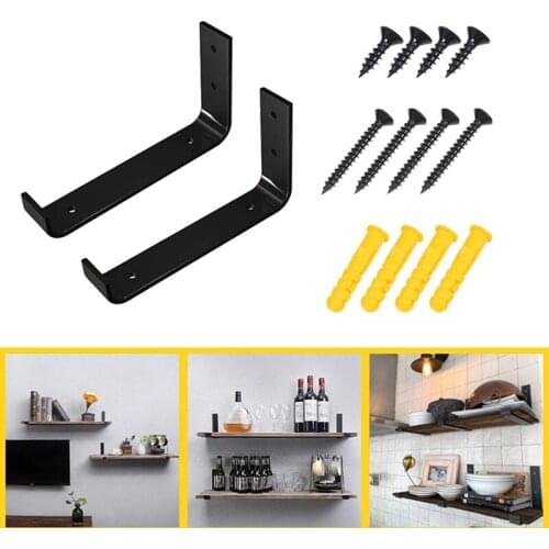 2PCS Shelf Brackets Heavy Duty Wall Mounted Lip Bracket for Home Kitchen Office Bar Space Saving Storage Decoration