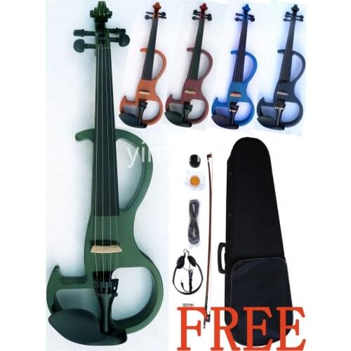 4/4 white Electric Violin left Hand Full Size Practice Show Maple Wood w/ Headphone