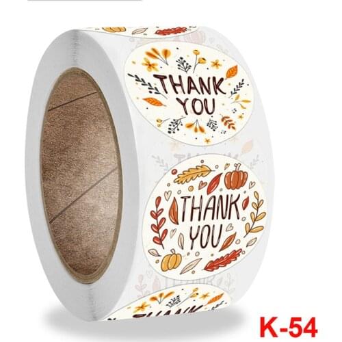 500pcs/roll Round Thank You Flower Pattern Handmade Art Decoration Seasonal Food Packaging Self-adhesive Seal Stationery Sticker