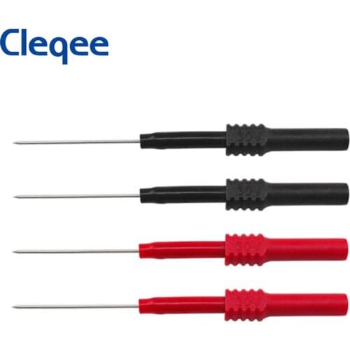 Cleqee P5009 4pcs/set Multimeter Test Probes Soft PVC Insulation Piercing Needle Non-destructive Red/Black